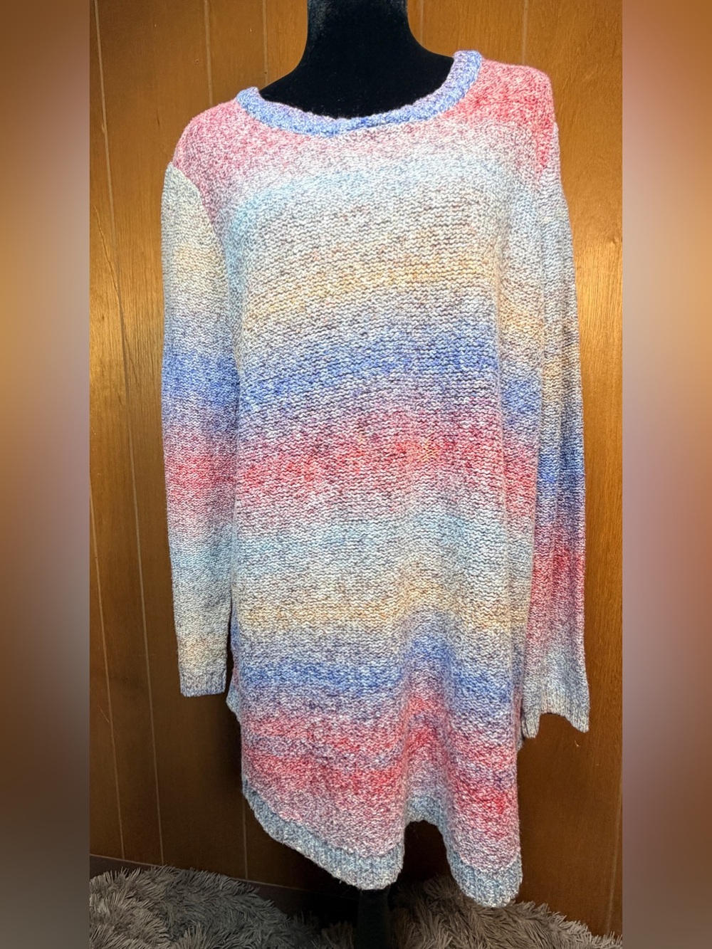 Erika Space Dye Ombre Knit Sweater Dress Size Medium Cozy Boho